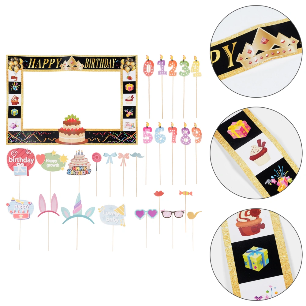 1 Set Birthday Photo Booth Props Birthday Party Celebration Decorations for Kids Adults