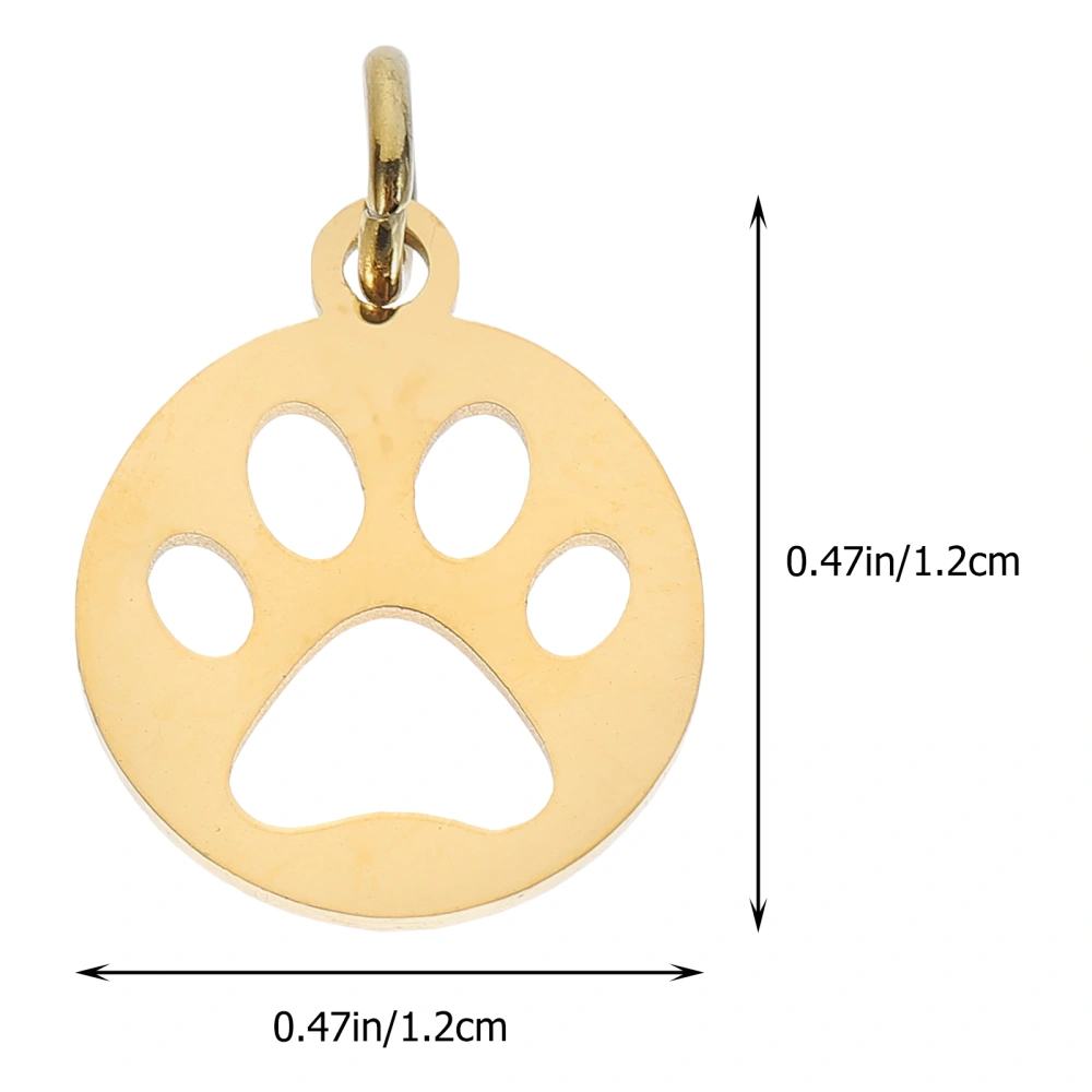 10pcs Hollow Dog Paw Charms Flat Round Stainless Steel Charms Jewelry Pendants