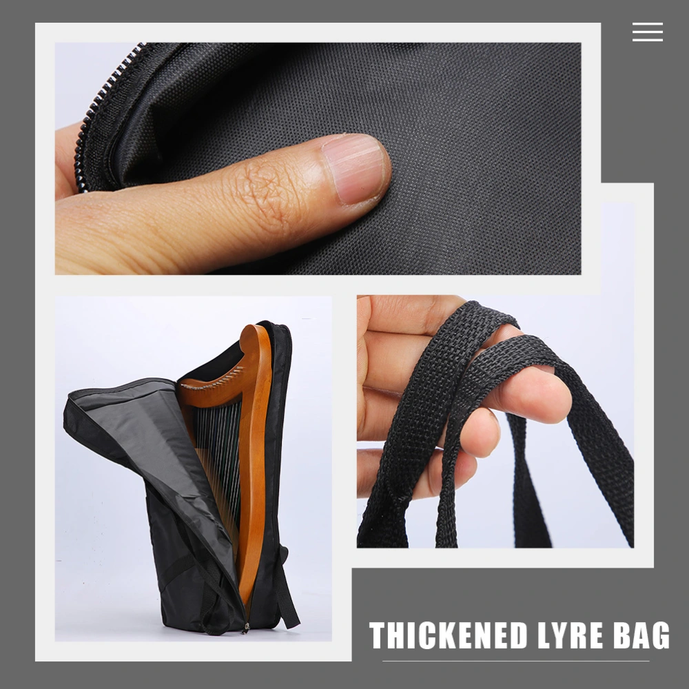 Portable Lyre Harp Storage Bag Zipper Non-slip Lyre Pouch Thicken Harp Protective Bag