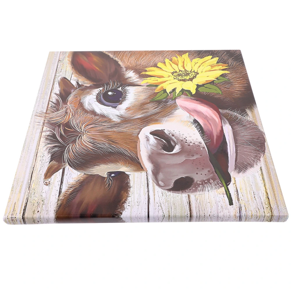 Decorative Hanging Picture Wall Frameless Rustic Cow Artwork Wall Picture Decoration