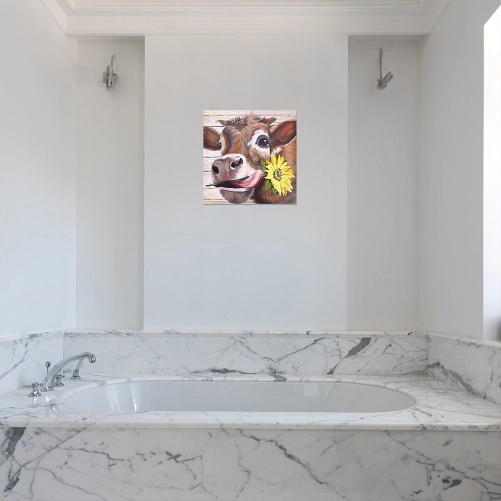 Decorative Hanging Picture Wall Frameless Rustic Cow Artwork Wall Picture Decoration
