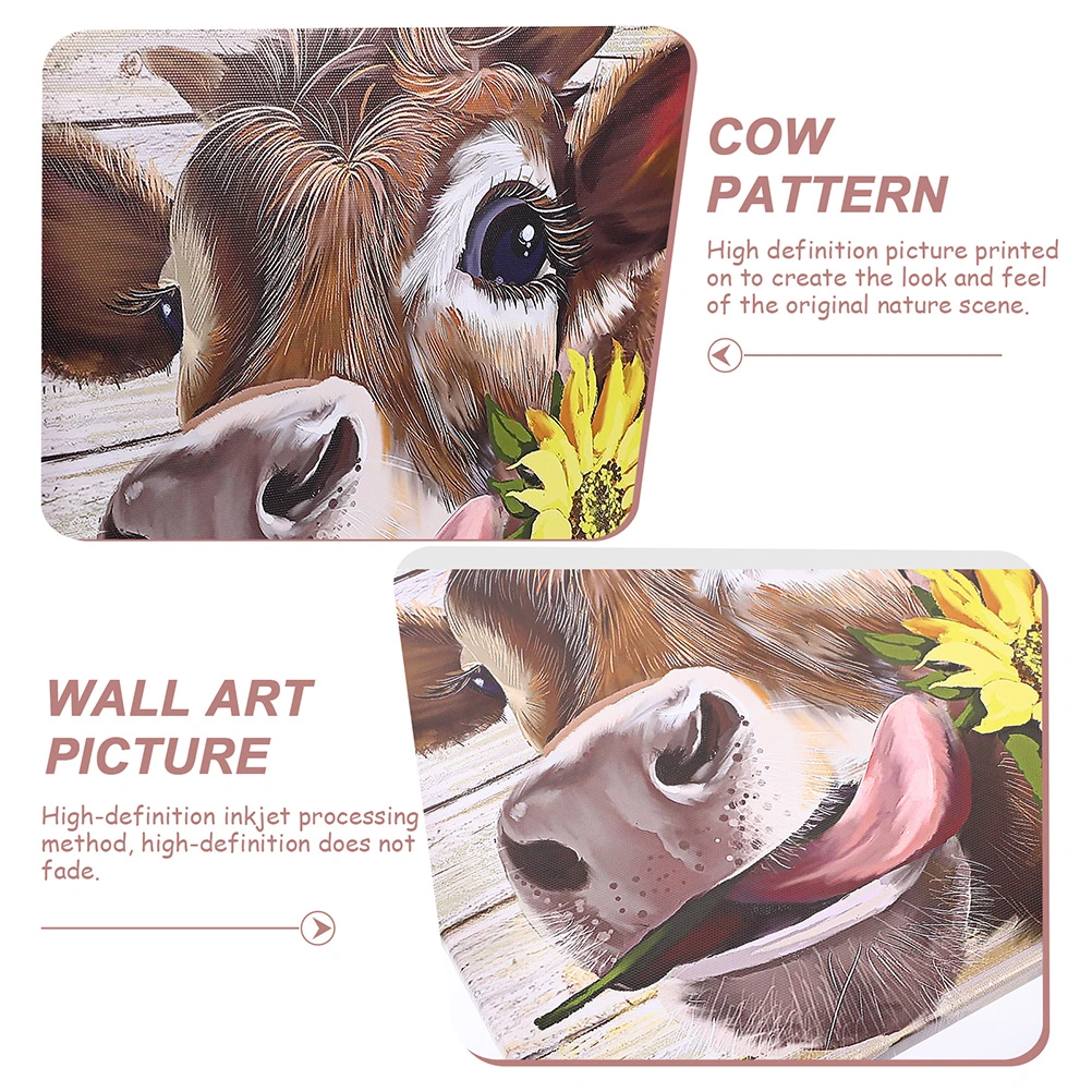 Decorative Hanging Picture Wall Frameless Rustic Cow Artwork Wall Picture Decoration