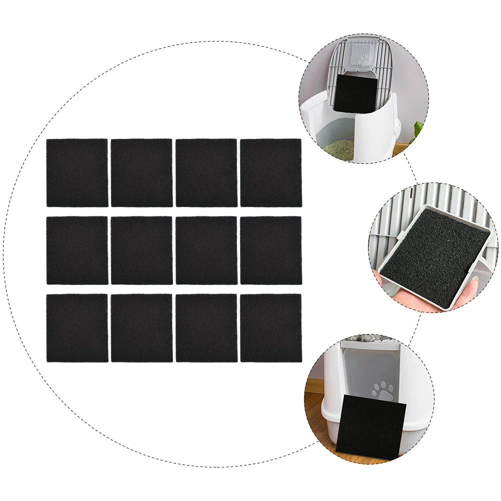 12pcs Litter Box Filters Cat Litter Box Activated Carbon Filters Litter Deodorizers