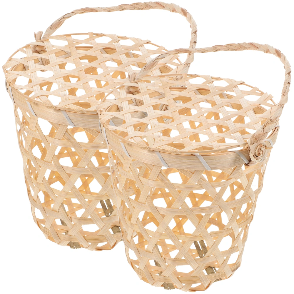 2Pcs Storage Baskets Bamboo Storage Baskets Sundries Baskets Fruit Bread Storage Basket Snack Basket