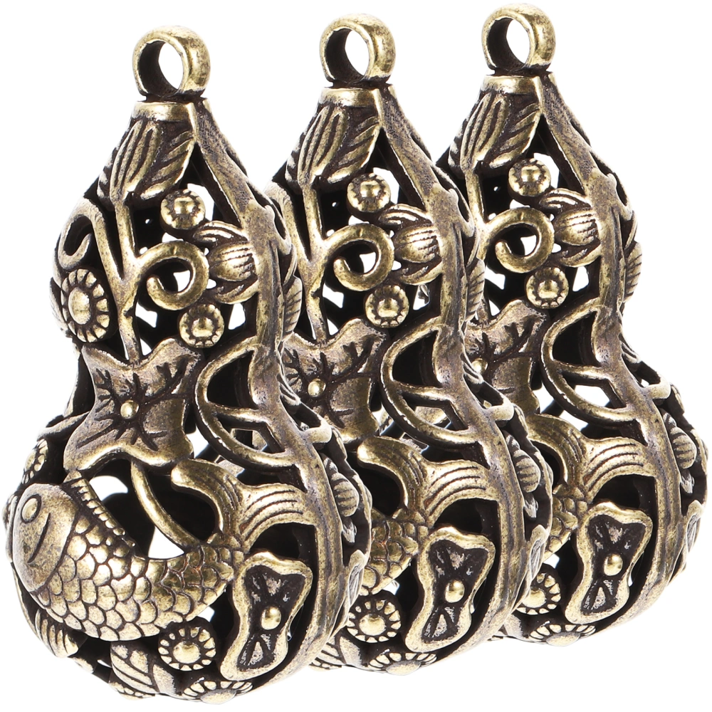 3pcs Vintage Gourd Pendants DIY Hollow Gourd Charms Keychain Jewelry Making Charms