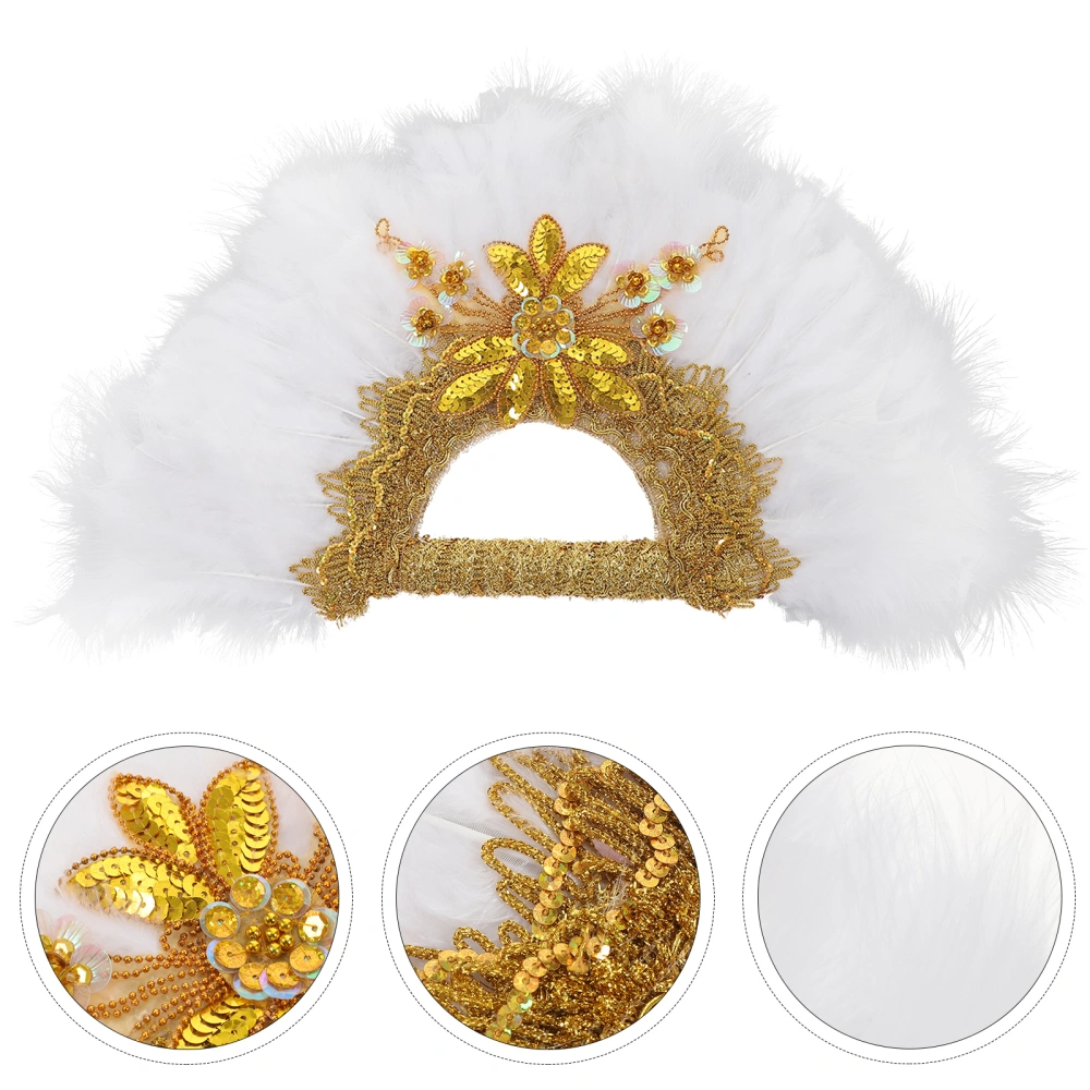 Hand Held Plume Fan Women  Wedding Costume Fan Delicate Bride Plume Hand Fan