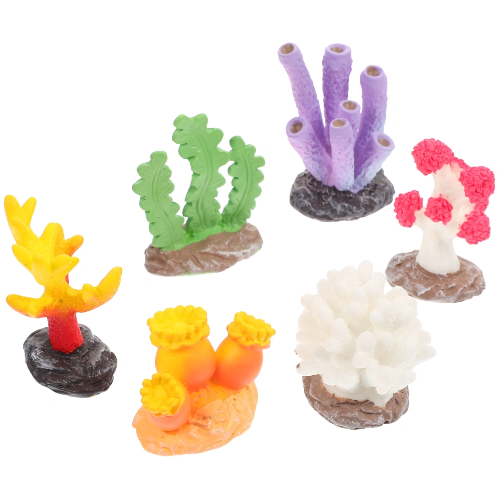 6Pcs Aquarium Coral Reef Figurines Vivid Coral Reef Decors Simulated Aquarium Ornaments