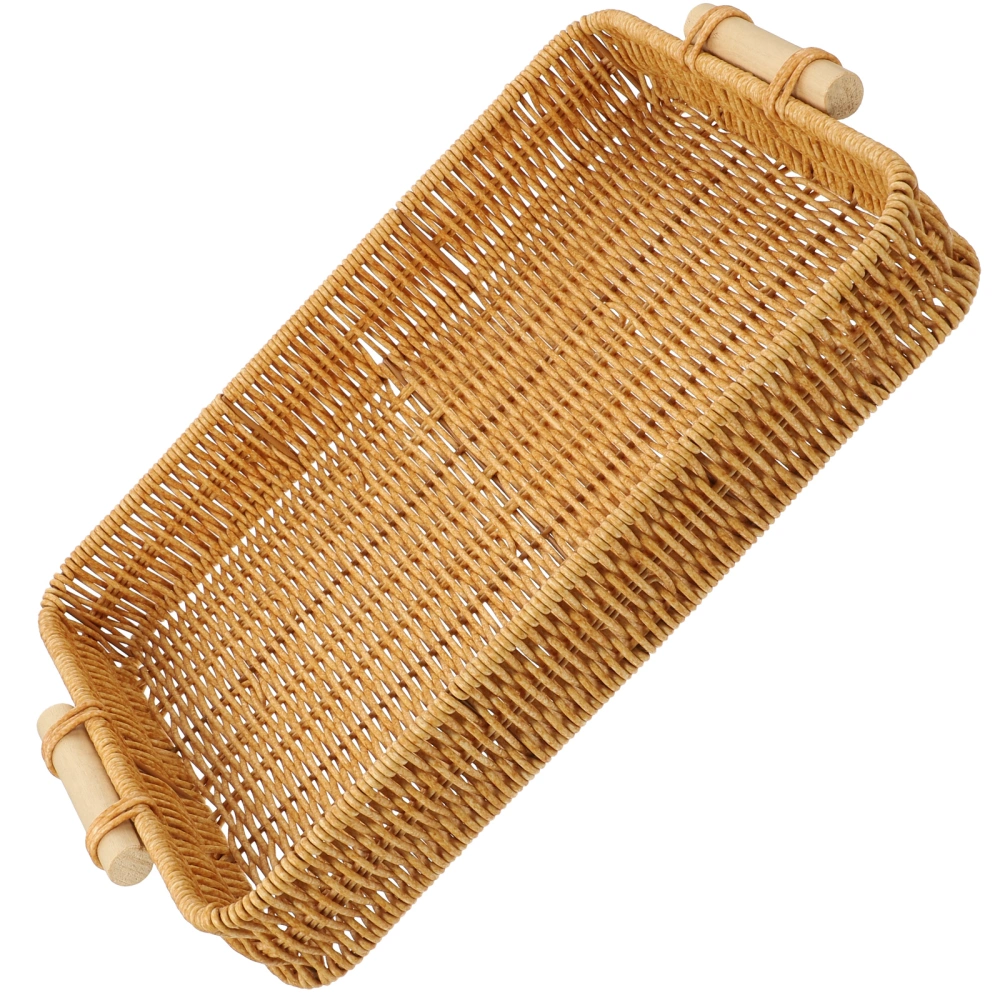 Hand Woven Bread Basket Rustic Storage Kitchen Basket Tray for Fruit Food Breakfast Display