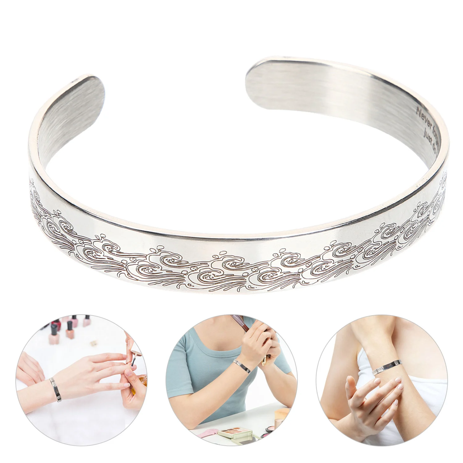 Stainless Steel Open Bracelet Inspirational Simple Bracelet Adjustable Bangle