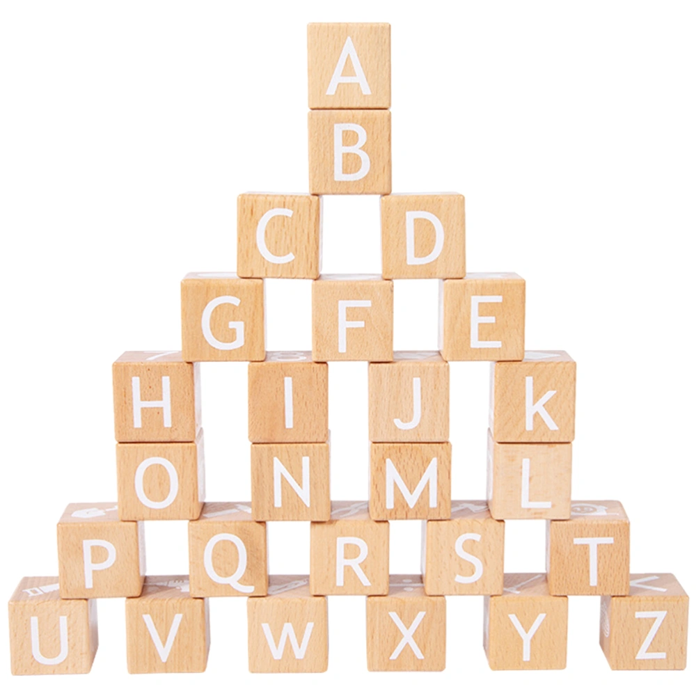 26Pcs Toddler Wooden Toys Large Letters Numbers Blocks Plaything Kids Learning Toys