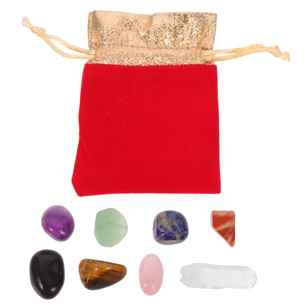 1 Set of Crystal Meditation Stones Exquisite Colorful Stones Natural Stones Decor with Bag