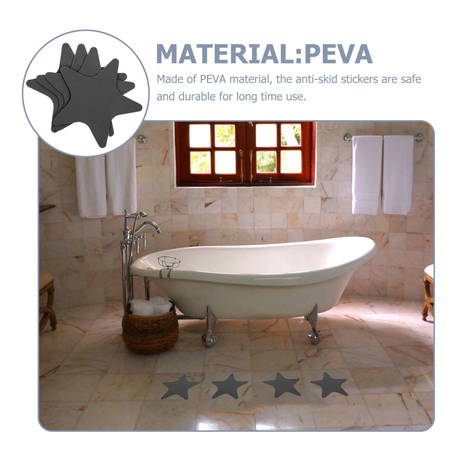 1 Set of Non-slip Bathtub Stickers Star Shaped Bathroom Anti-skid Stickers Self-adhesive Floor Decals