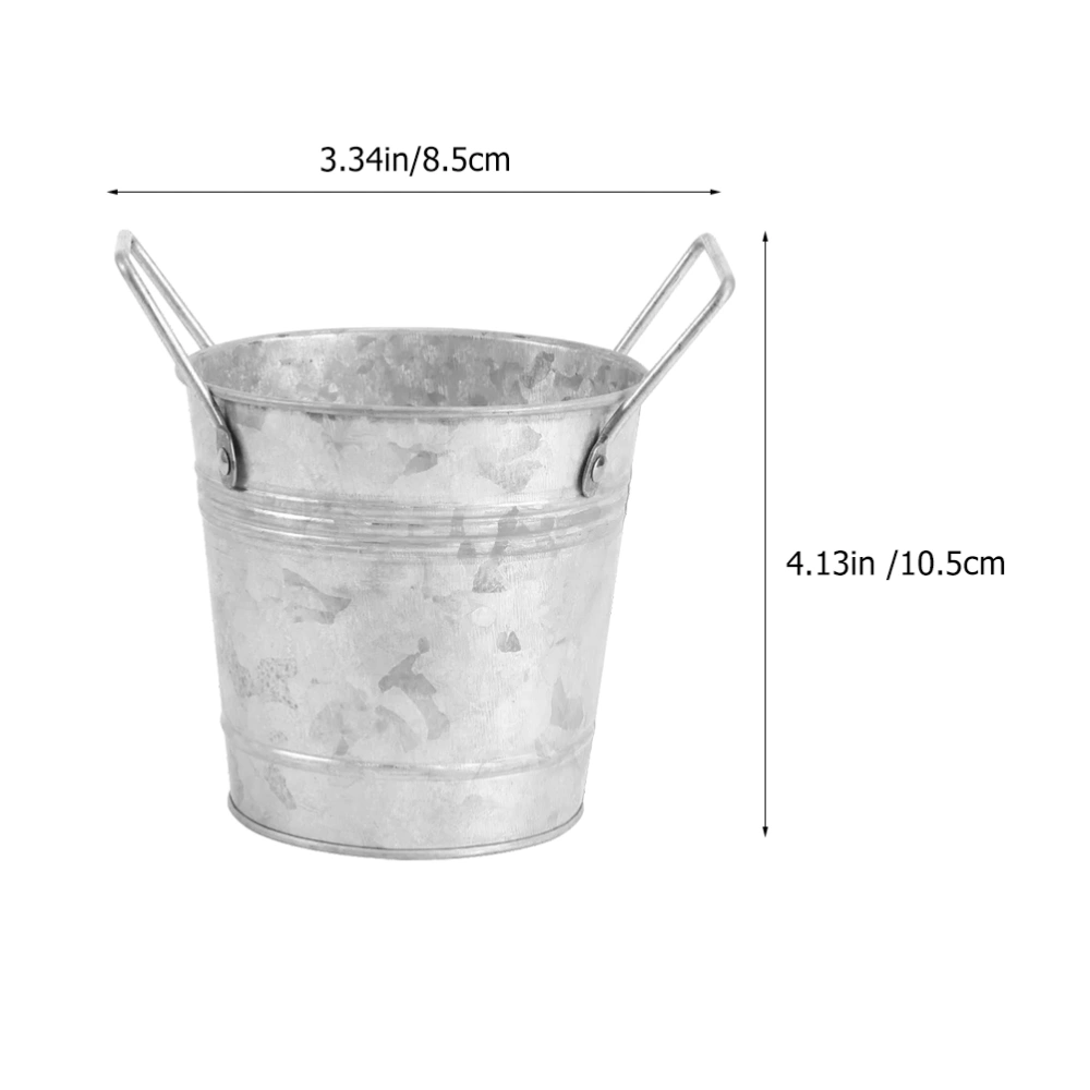 2pcs Iron Flower Bucket Vintage Handle Plant Planter Flowerpot Vase Galvanized Flower Bucket