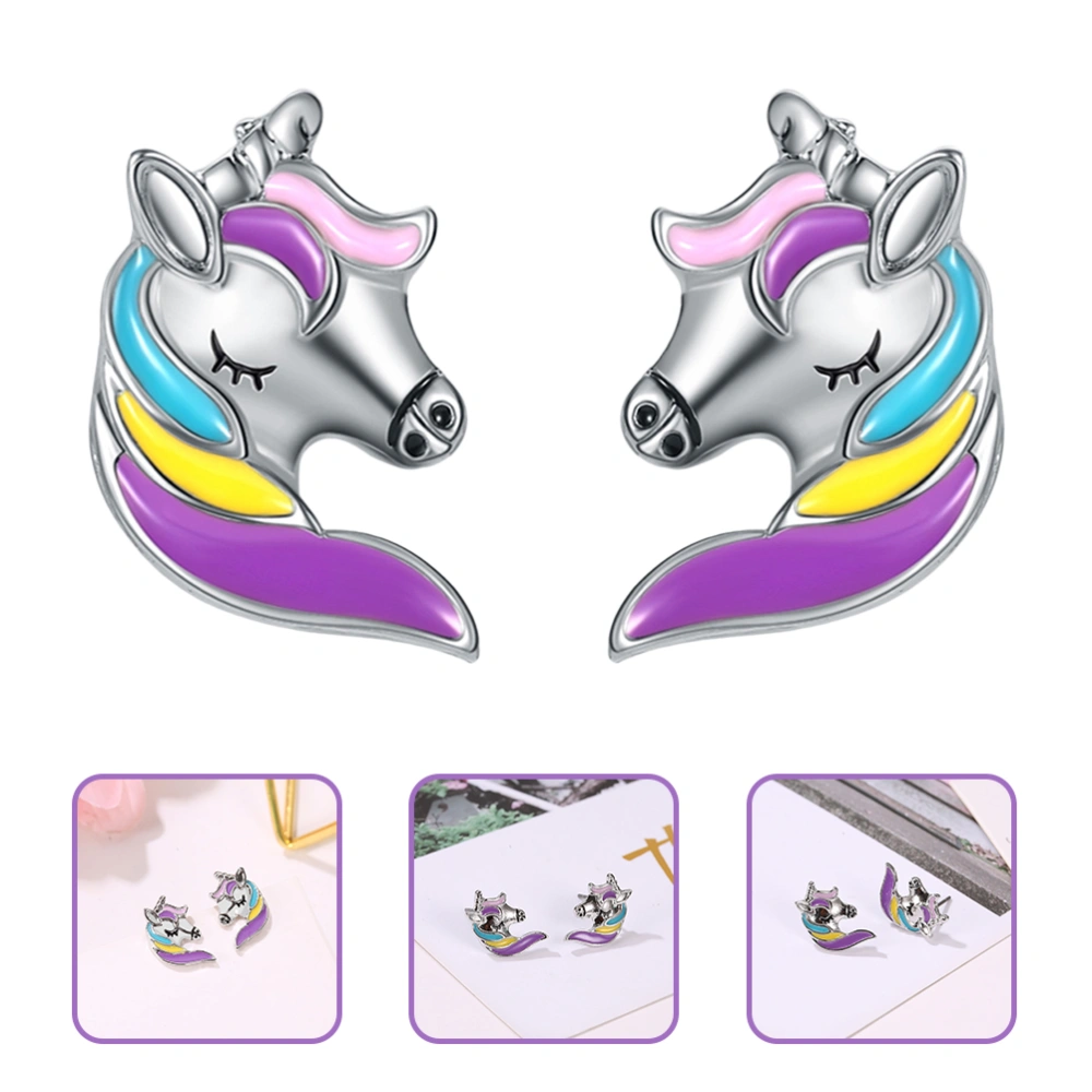 1 Pair Unicorn Earrings Stud Earrings Cartoon Earrings Birthday Gift for Girls Kids