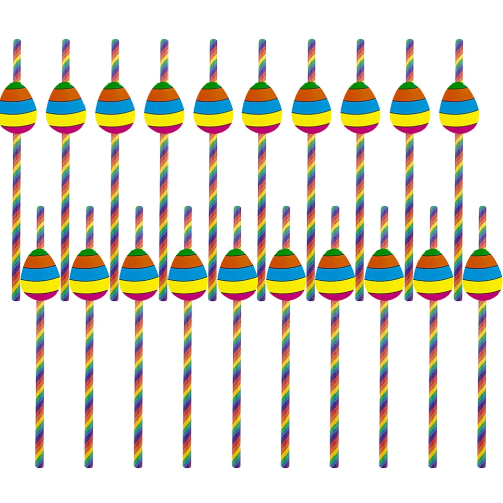 40pcs Easter Egg Pattern Rainbow Colors Paper Straws Party Paper Straws Party Supplies