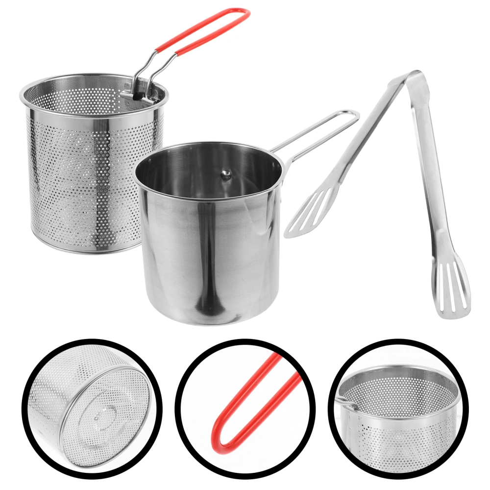 1 Set Stainless Steel Fryer Kit Metal Fryer and Baskets Deep Frying Pot Fry Basket for Kitchen