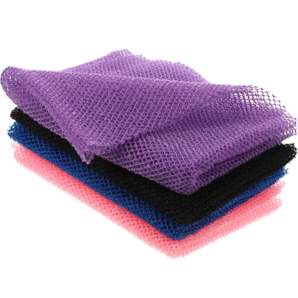 4Pcs Long Washcloth Practical Skin Brush Mesh Body Scrubber Cleansing Washcloth Skin Brush