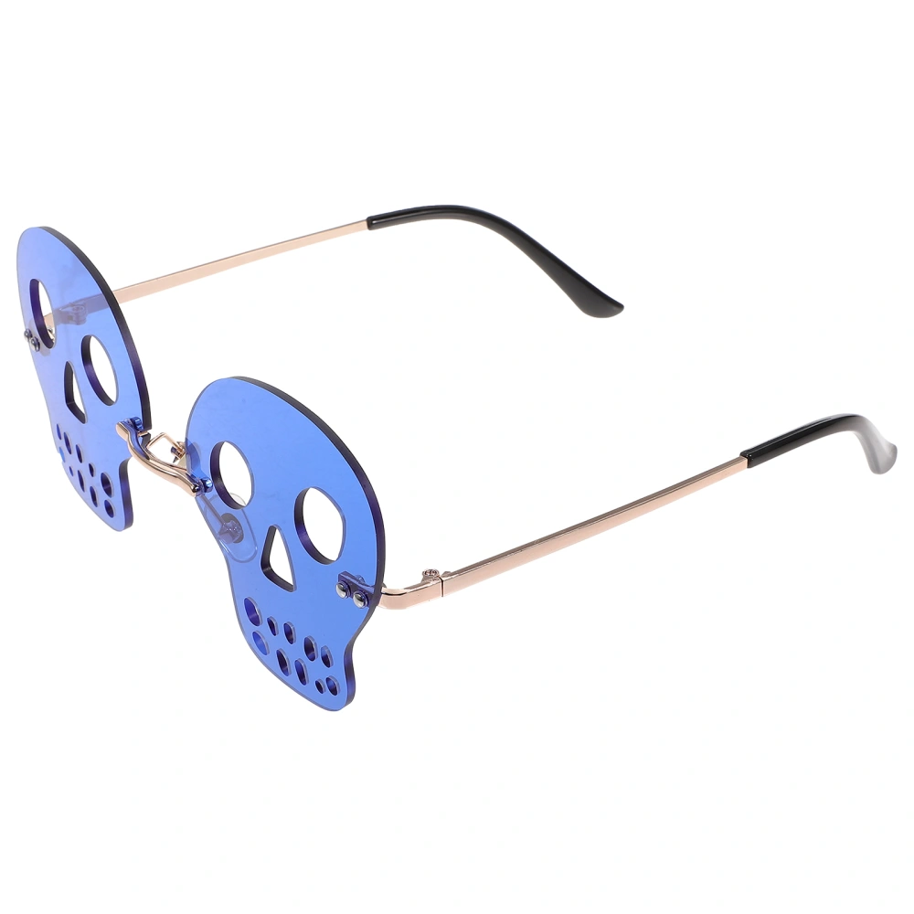 1 Pair Rimless Sunglasses Skull Pattern Beach Party Sunglasses For Women Men