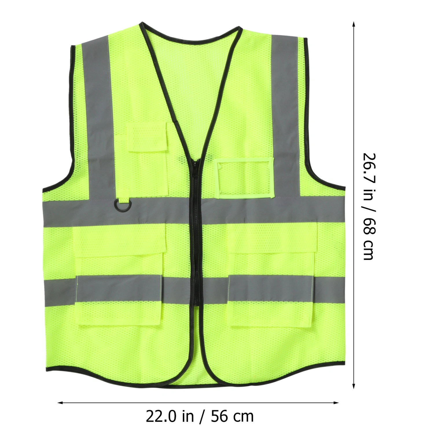 Night Running Vest Fluorescent Safety Vest Zipper Design Reflective Vest High Visibility Vest for Work