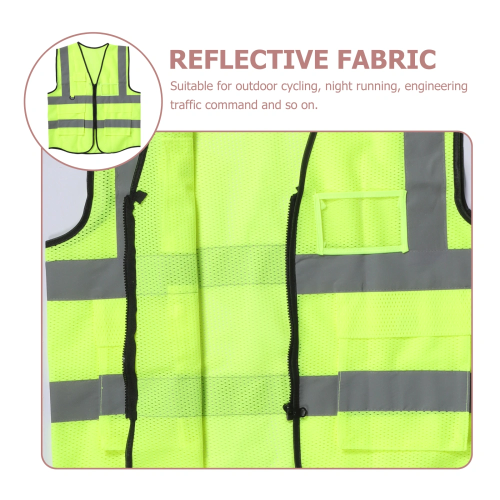 Night Running Vest Fluorescent Safety Vest Zipper Design Reflective Vest High Visibility Vest for Work