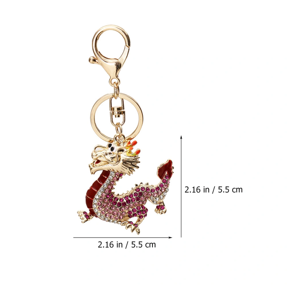 Chinese Style Keychain Dragon Keychain Chinese Zodiac Keyring Bling Rhinestone Pendant