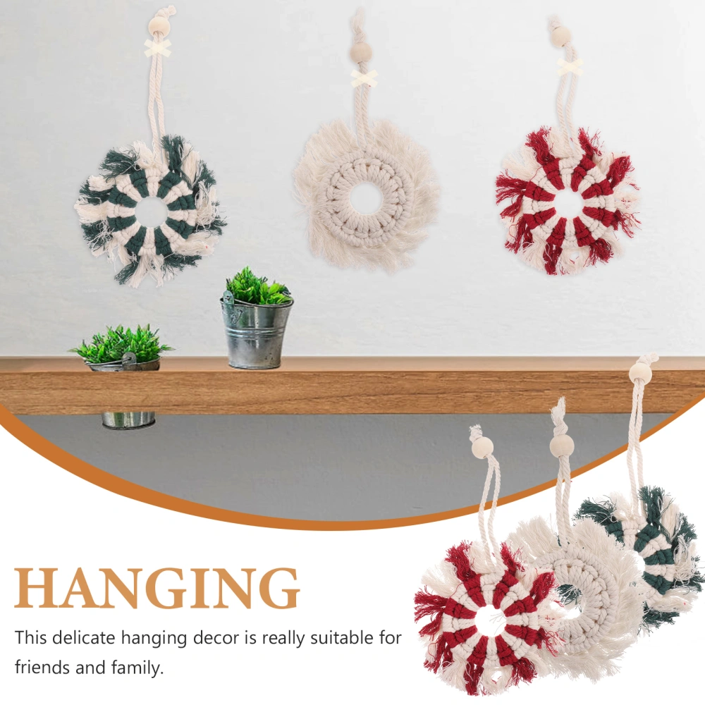 3pcs Hand-woven Tassel Hanging Decor Creative Bohemia Round Hangings For Home