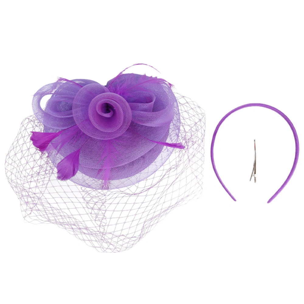 Tea Party Fascinator Hat Women Banquet Feathering Headband Wedding Bride Headdress