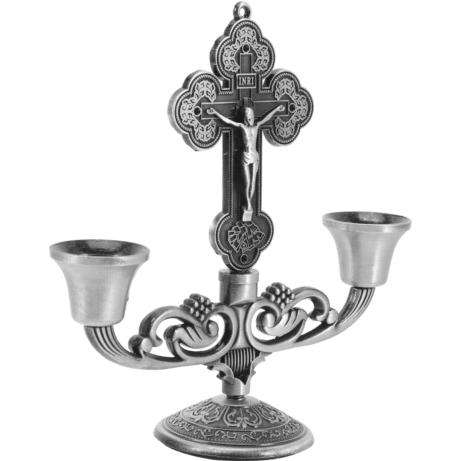 European Style Candlestick Sturdy Alloy Candle Holder Christian Church Candlestick Religious Gift