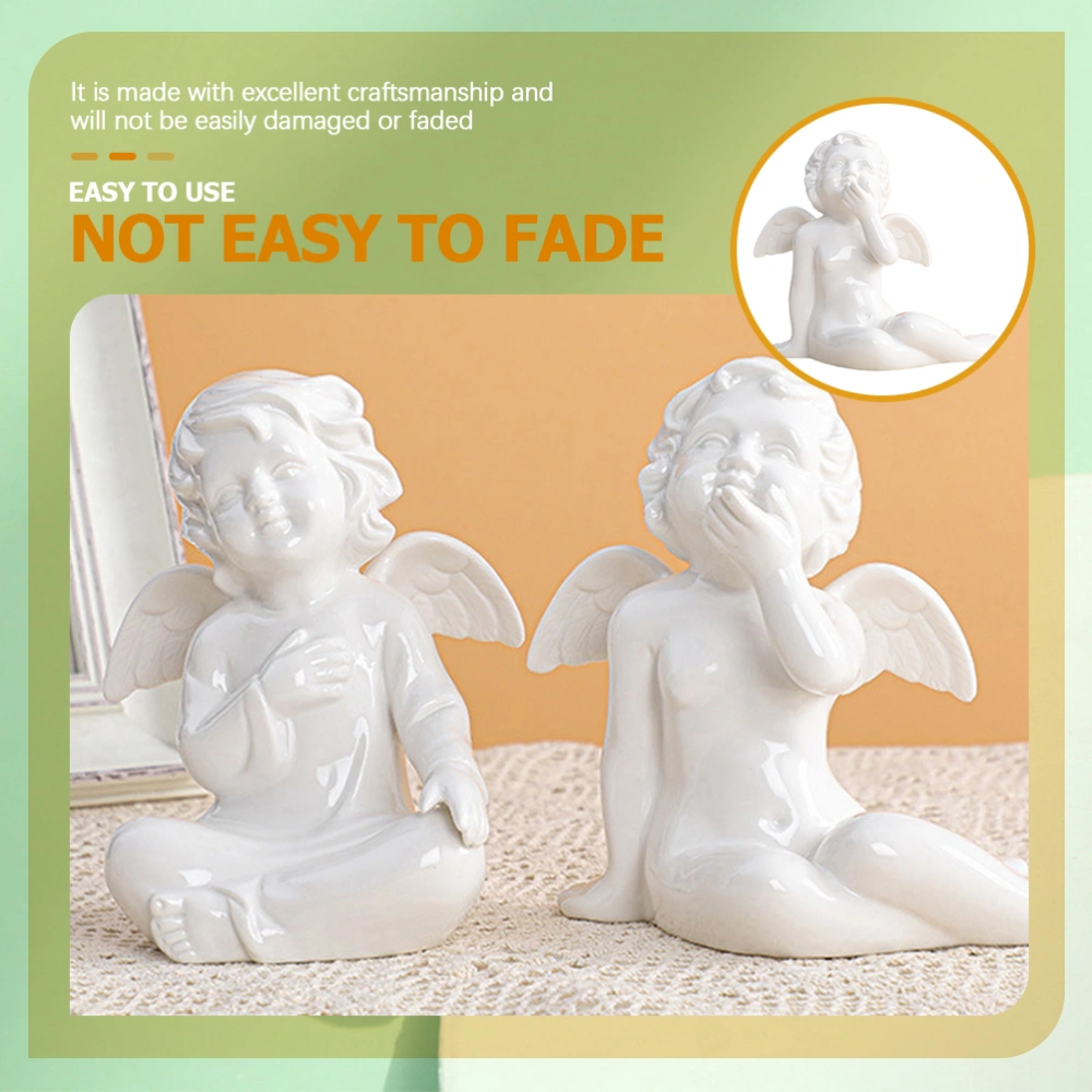 Angel Figurine Ceramic Angel Statue Wedding Decoration European Style Home Desktop Decor