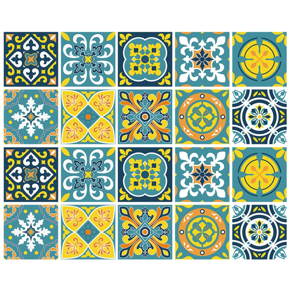 20Pcs Adhesive Tile Decals Wall DIY Tile Stickers Home Decoration for Kitchen Living Bedroom