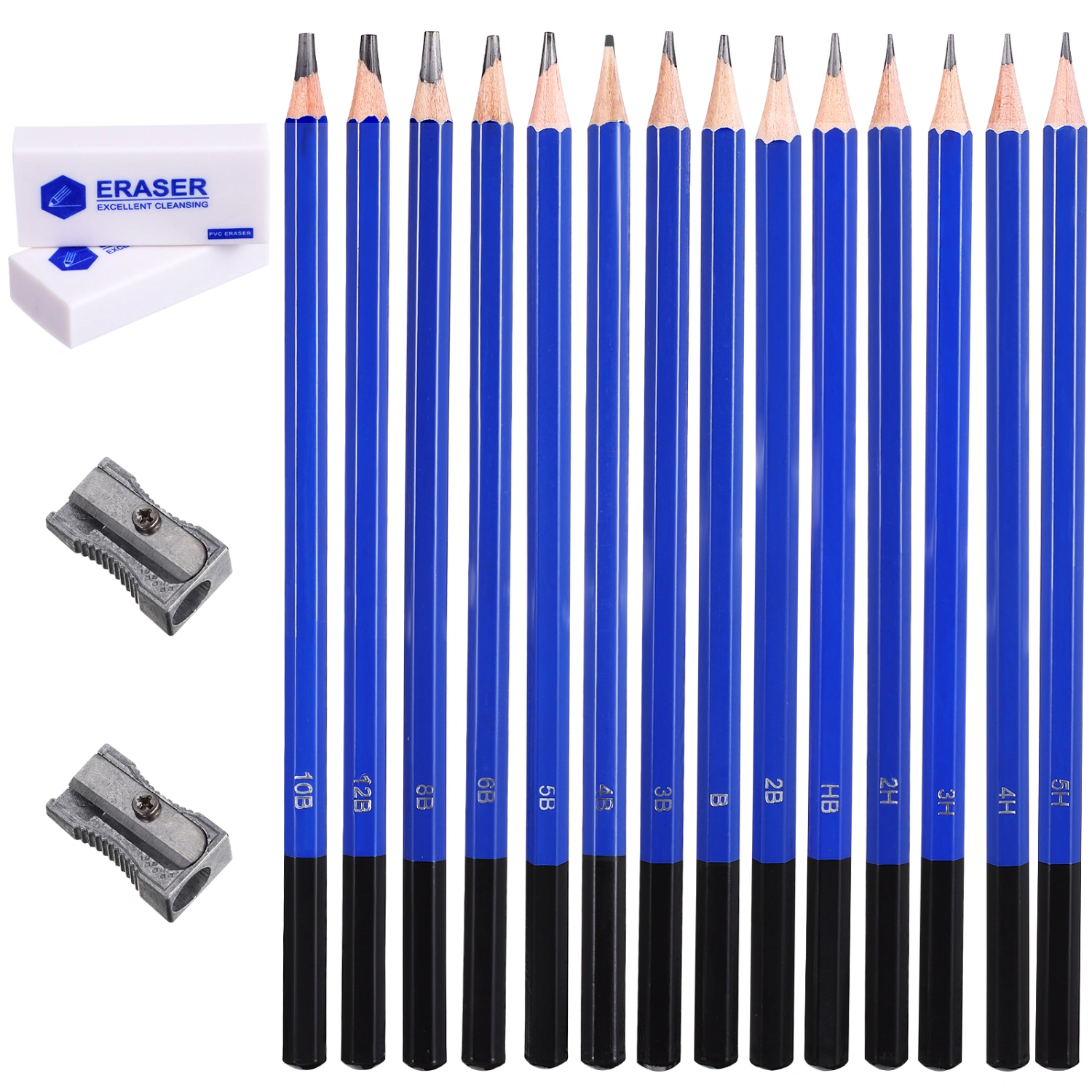 1 Set Drawing Sketch Pencils Graphite Pencils with Erasers Pencil Sharpeners for Kids Adults Artists Student Beginners