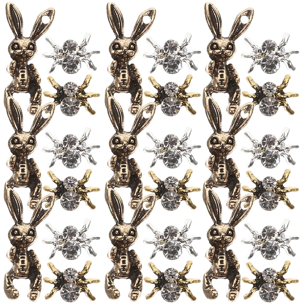 30pcs Spider Nail Art Charms Rabbit Nail Charms DIY Nail Tip Crafts Nail Accessories