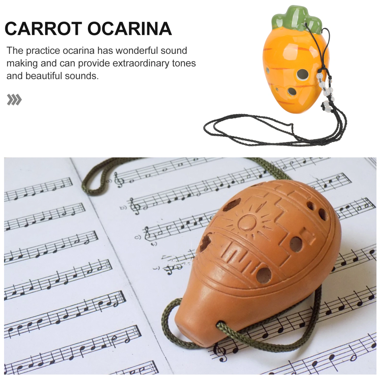 Ceramic Ocarina Cute Carrot Shaped 6 Holes Ocarina Instrument Children Practice Ocarina