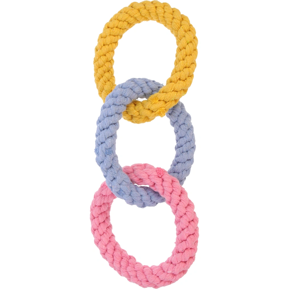 3-circle Link Pet Toy Cotton Rope Ring Swing Standing Link Ring Pet Cage Toy