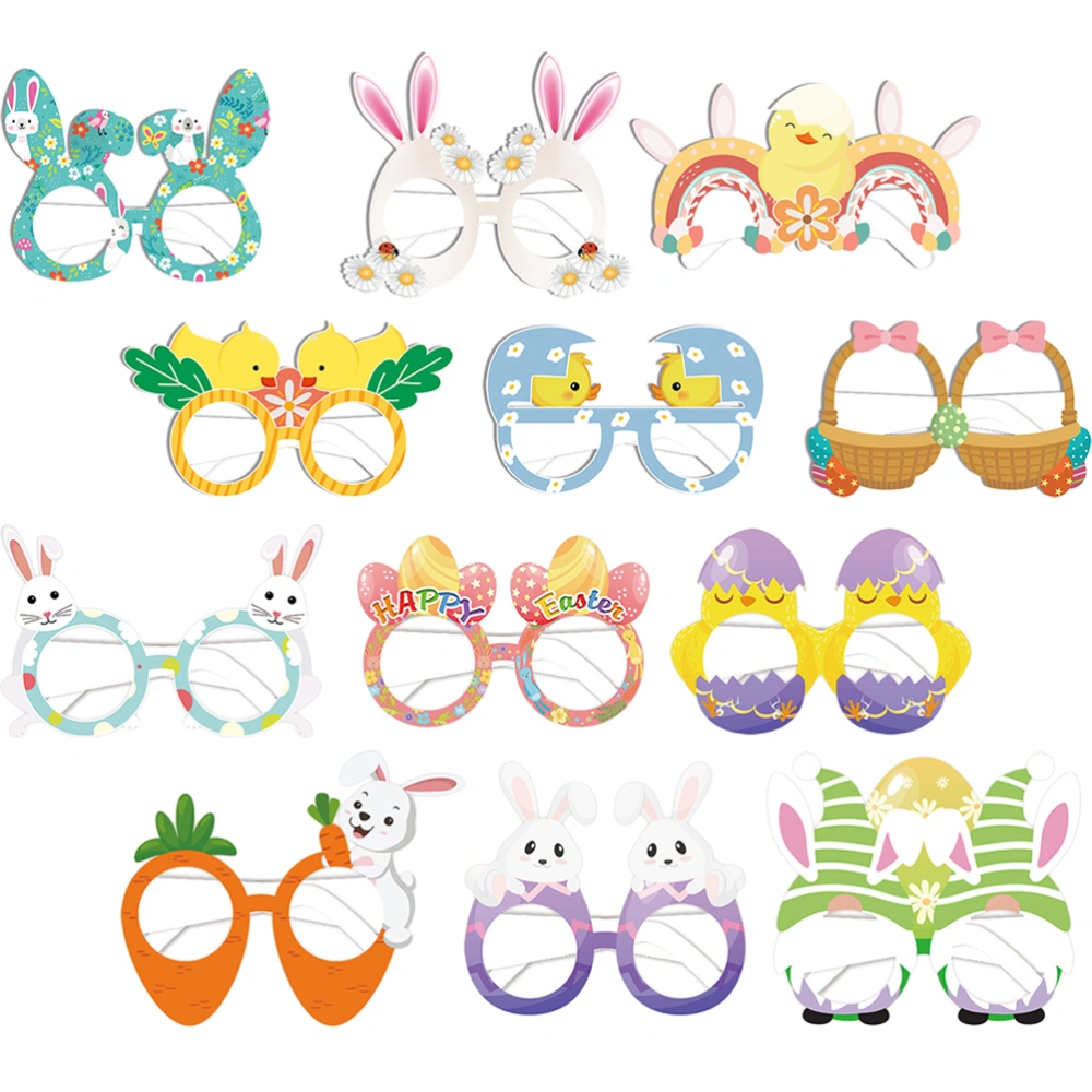 12Pcs Party Decorative Glasses Easter Party Ornaments Easter Party Eyewear Easter Party Supplies