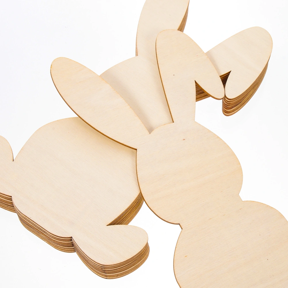 10pcs Easter Blank Bunny Wooden Chips Easter Bunny Wood Cutouts Wooden Slices