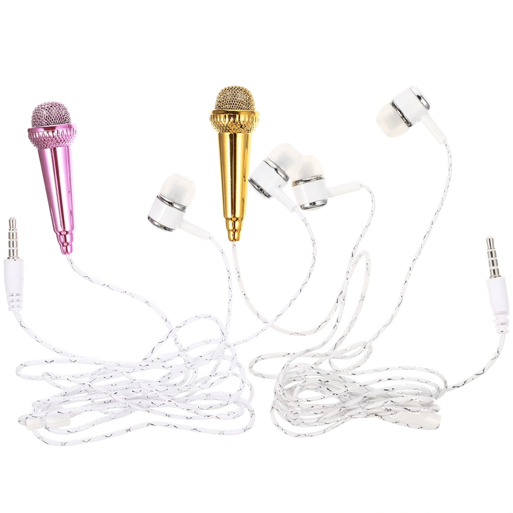 2pcs Mini Microphone Phone Laptop Tablets Small Microphone for Voice Video Recording Singing