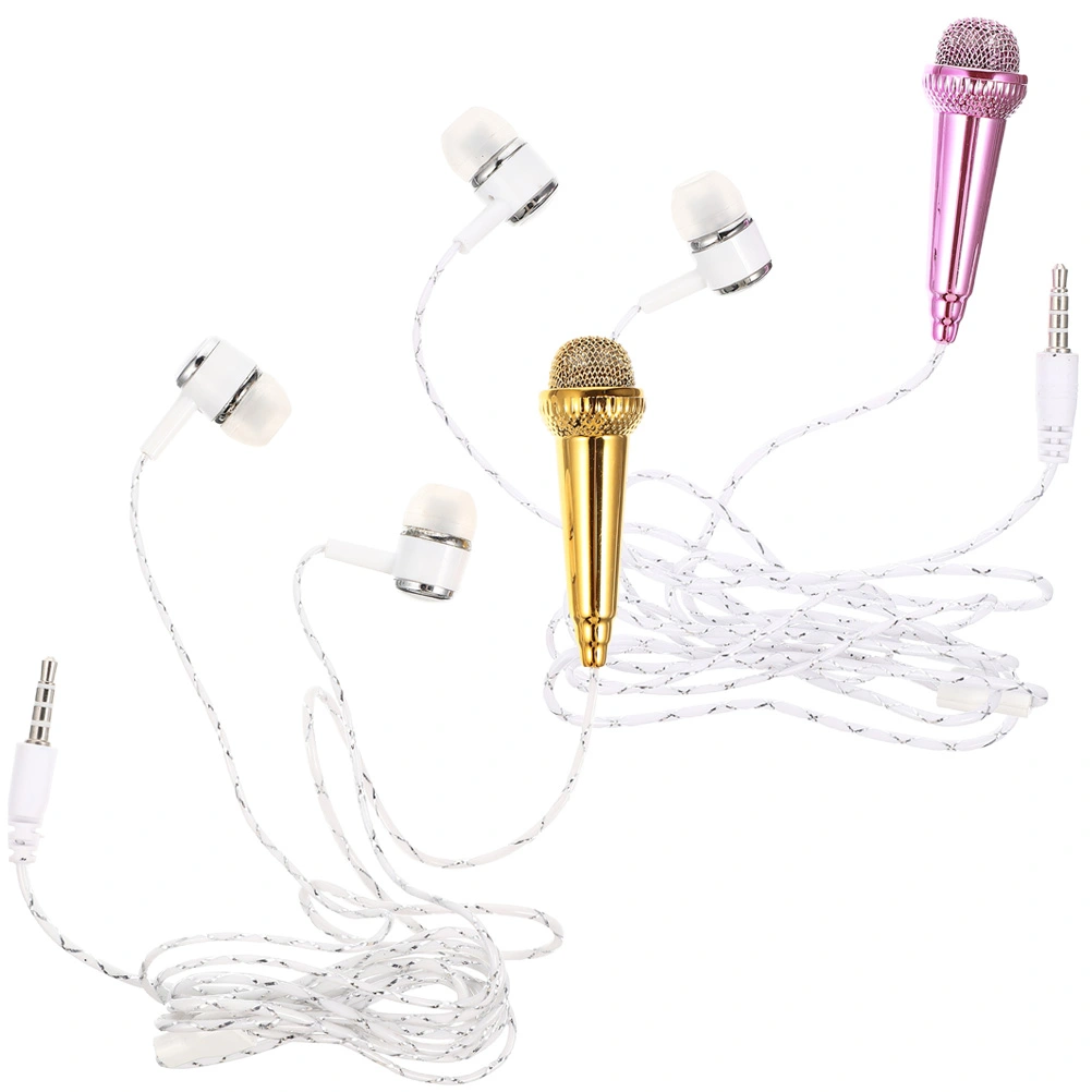 2pcs Mini Microphone Phone Laptop Tablets Small Microphone for Voice Video Recording Singing