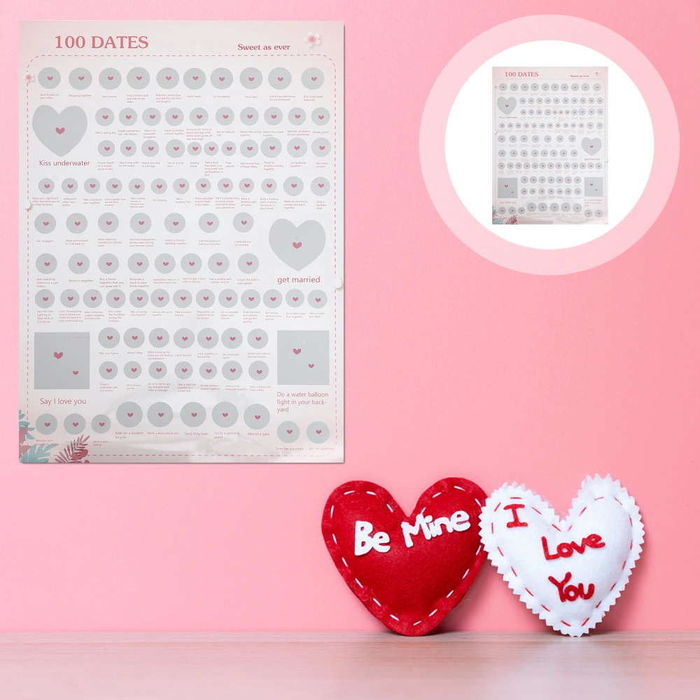 100-things to Do Dating List Scratch Poster Calendar Valentine's Day Gift for Lover