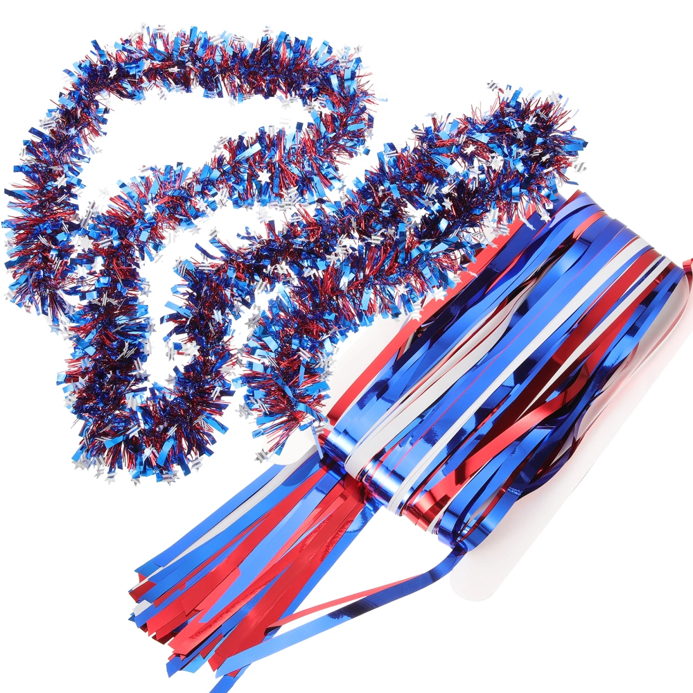 1 Set 4th of July Decorations Tinsel Foil Fringe Curtain Backdrop Tinsel Garland Independence Day Decorations