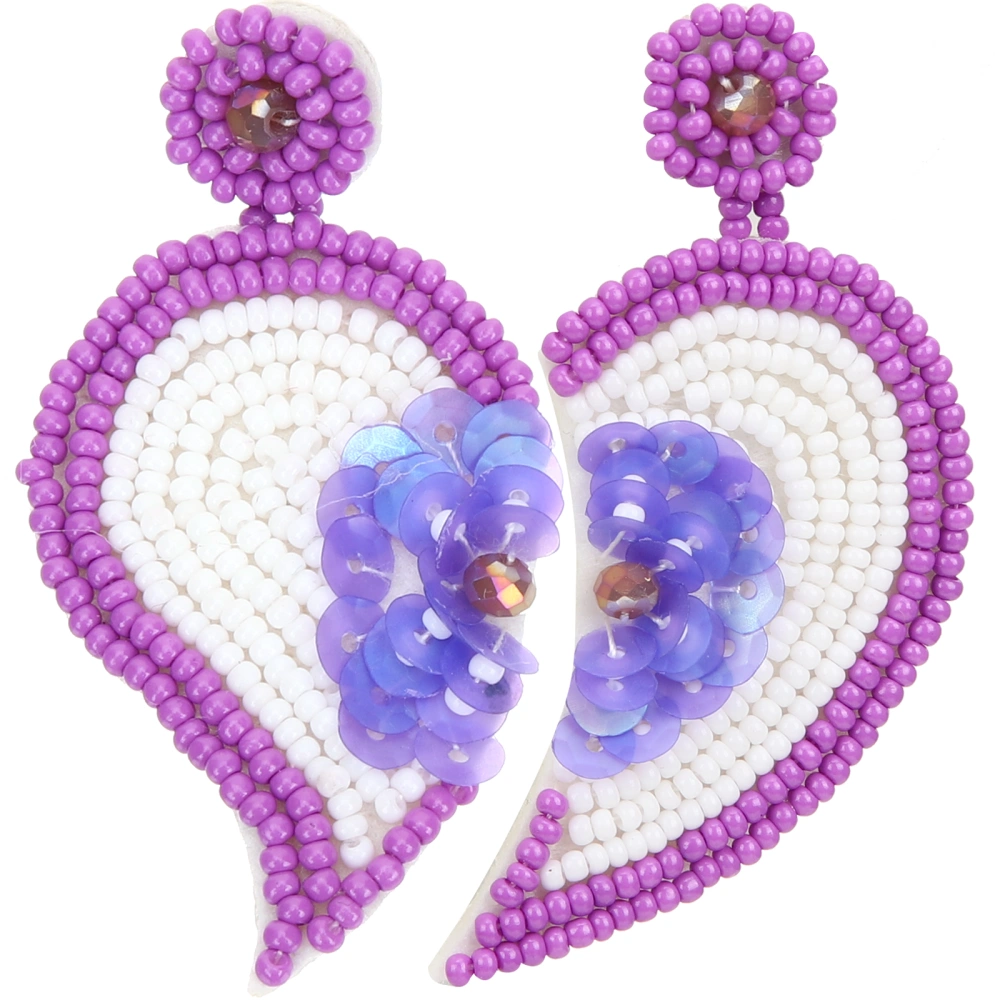 1 Pair Dangle Heart Earrings Beaded Drop Earrings for Beach Birthday Wedding Valentine