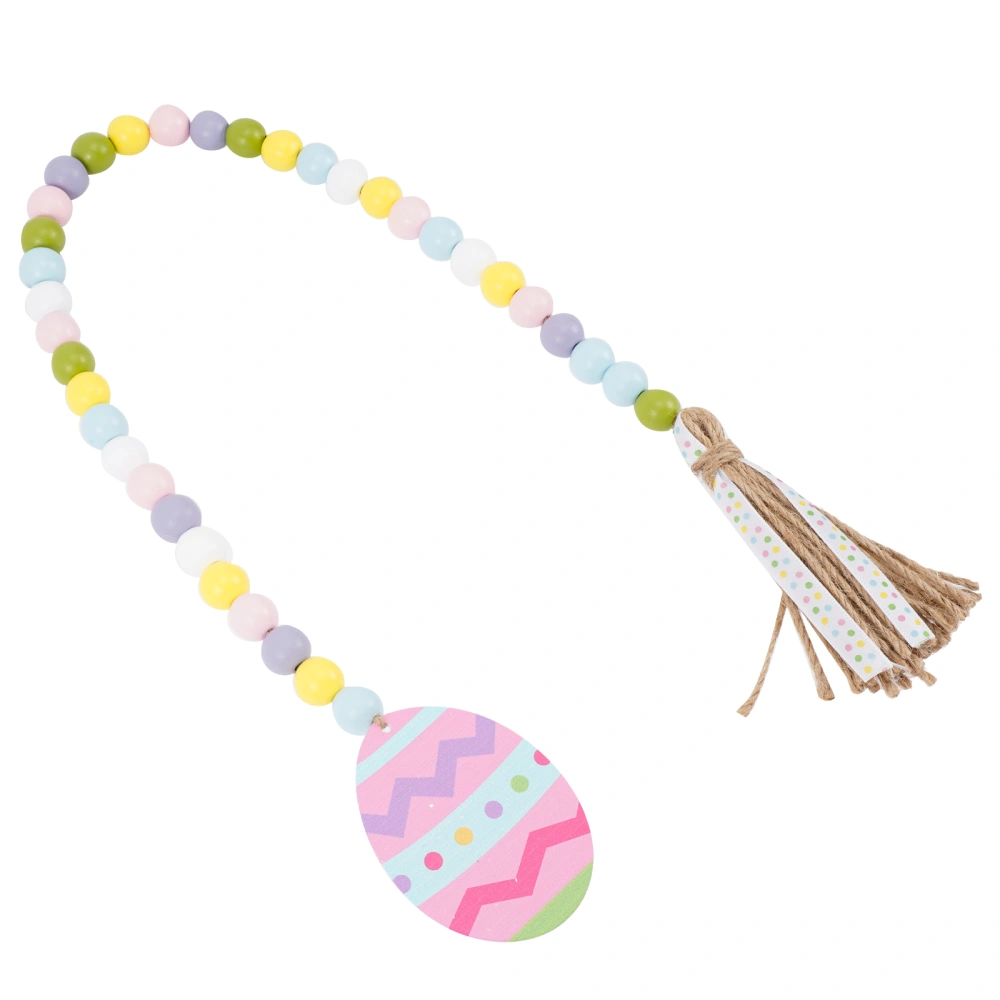 Easter Wood Bead Garland Hanging Garlands Easter Wooden Farmhouse Beads Garland with Egg Tag