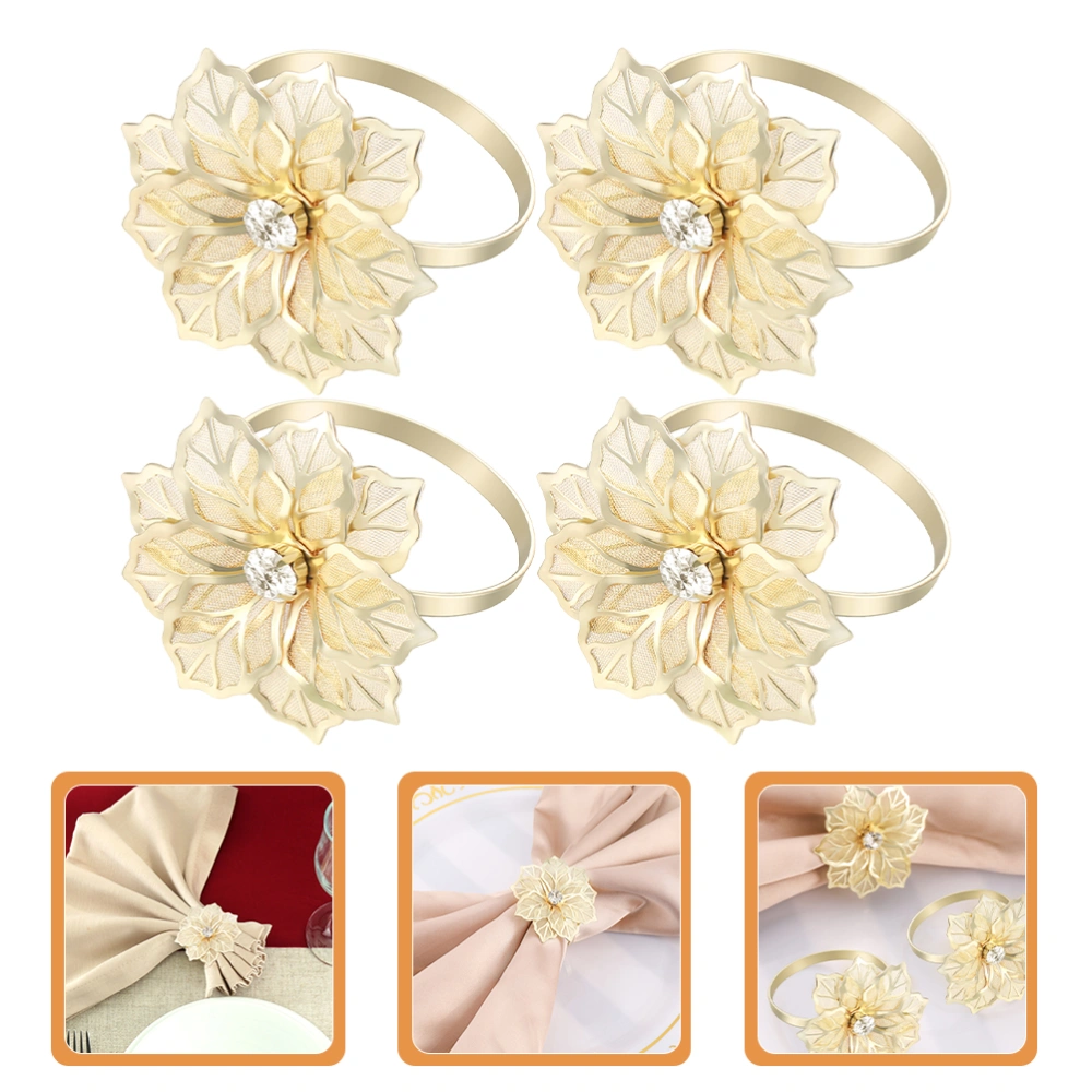 4Pcs Flower Napkin Rings Decorative Napkin Holder Valentine Party Dinner Table Decoration