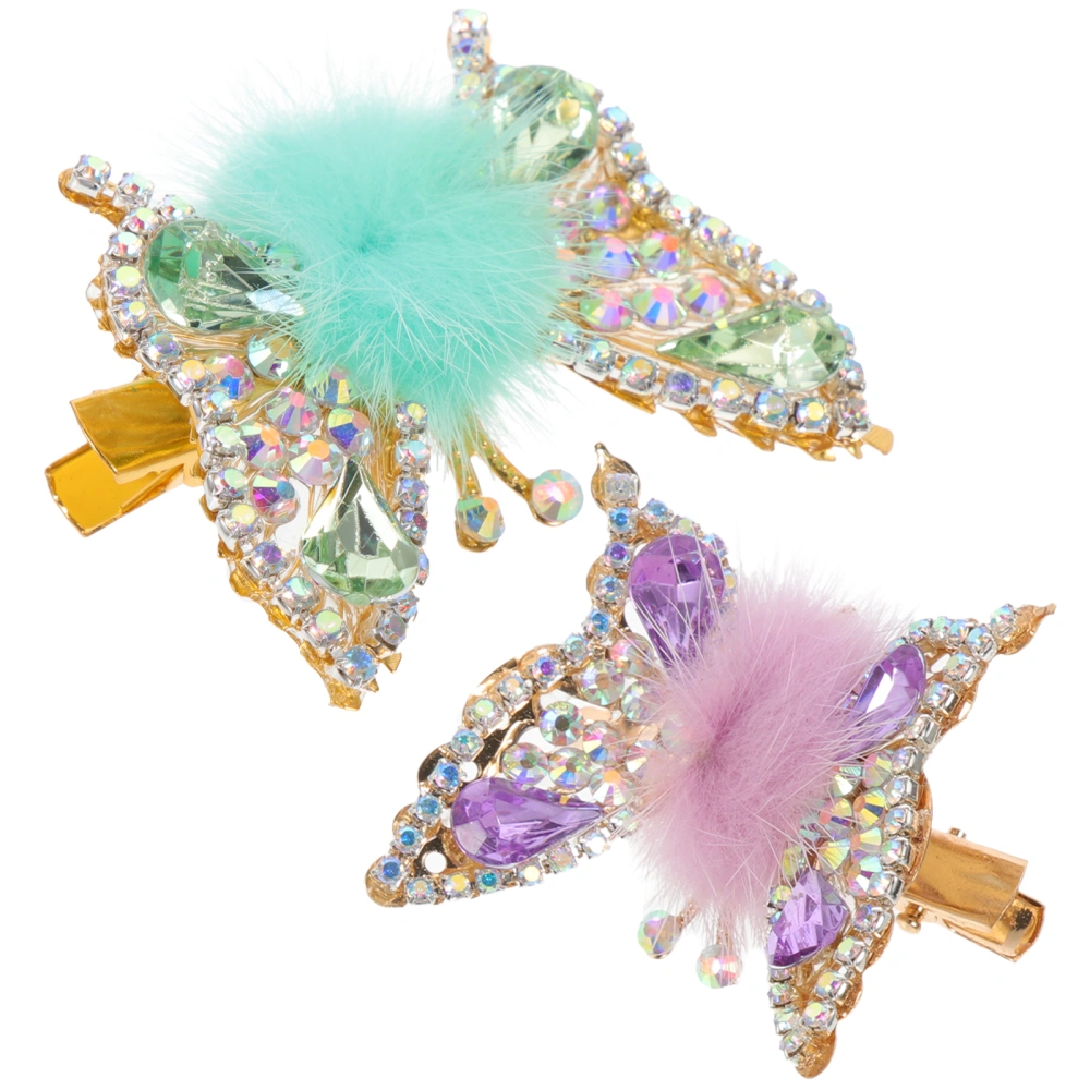 2pcs Duck Billed Clips Butterfly Hair Jewelry Butterfly Hair Clips for Girls Women