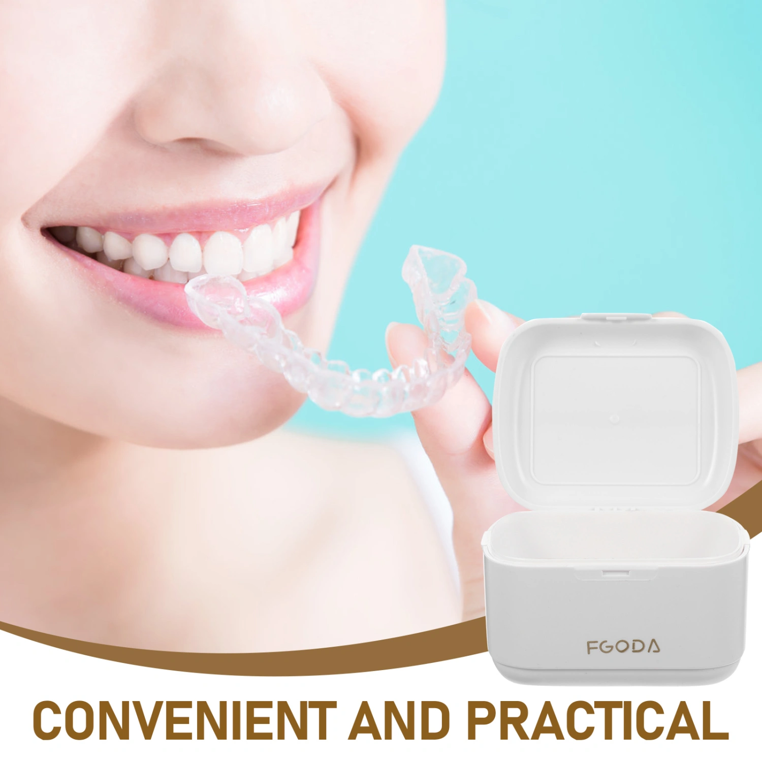 Denture Bath Case Orthodontic Retainer Box Denture Cleaning Box Portable Brace Retainer Case