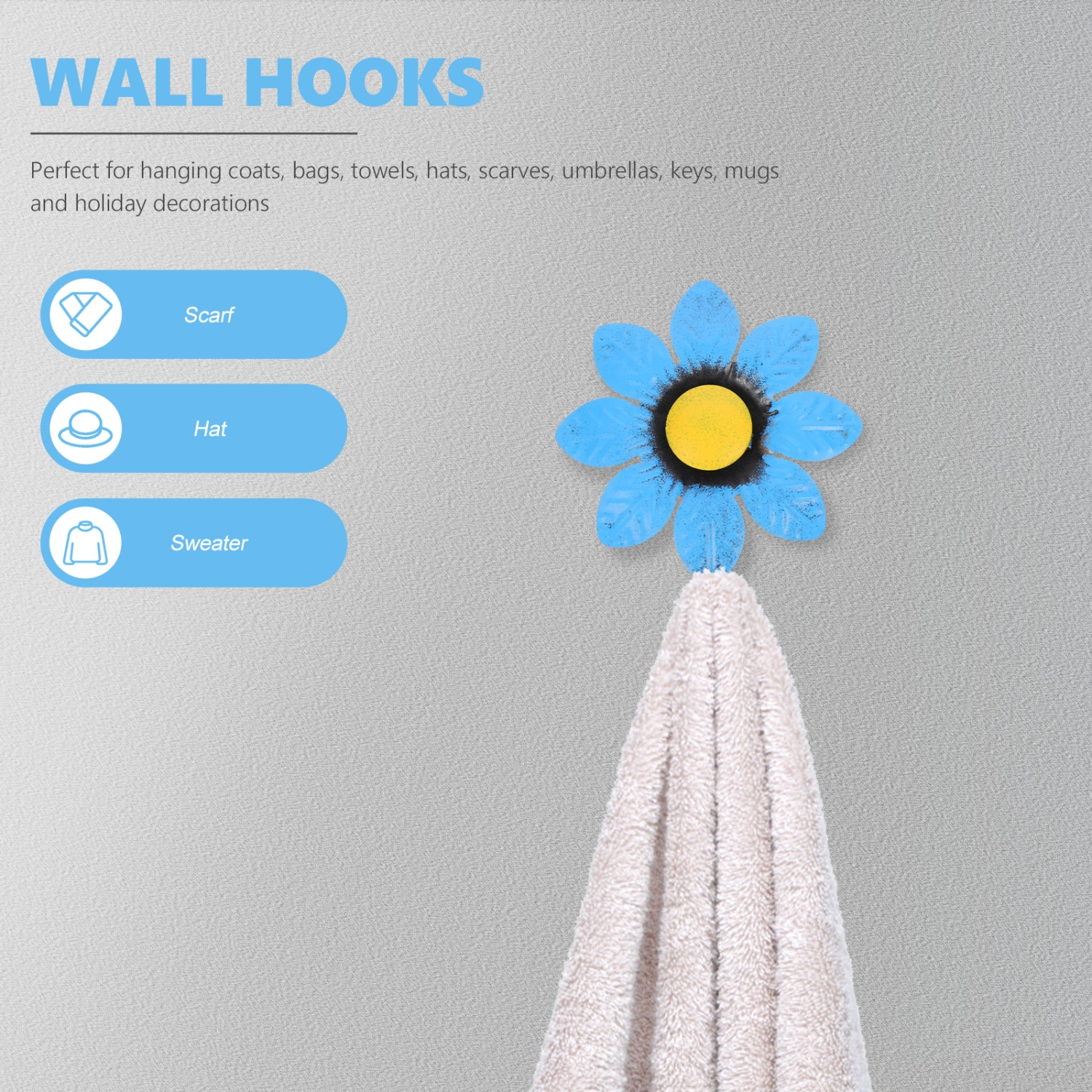 Wall Hook Flower Shape Iron Hat Hanger Decorative Wall Coat Hanger Hook