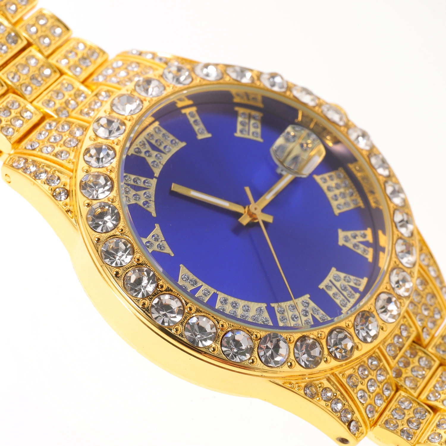 1 Set of Rhinestone Men Watch Bracelet Set Delicate Business Men Watch Wristband Set
