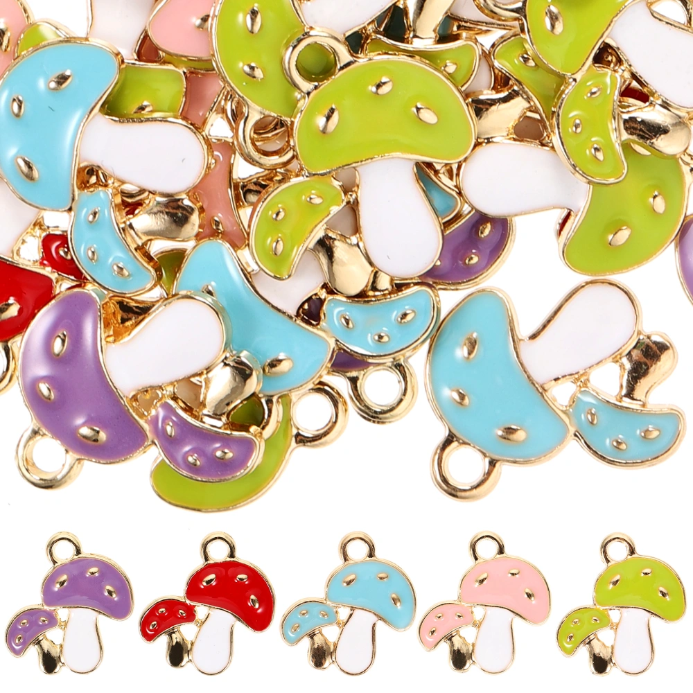 50pcs Creative Mushroom Shape Key Chain Charms DIY Jewelry Making Pendant Accessory