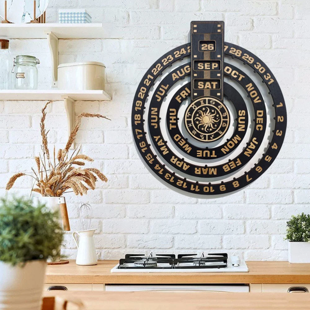 Wooden Perpetual Calendar Wall Mounted Decorative Calendar Wooden Forever Calendar