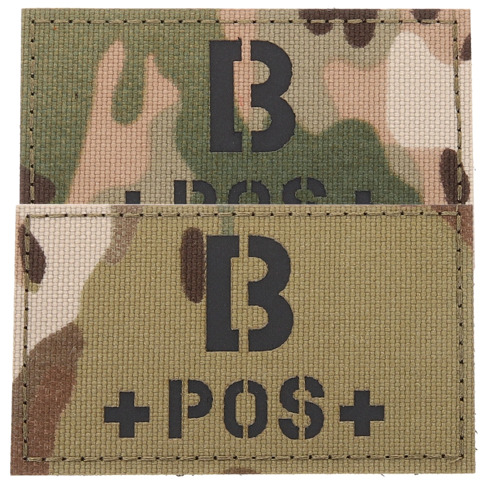 2pcs B Positive Blood Type Patch Camouflage Reflective Blood Type Badges